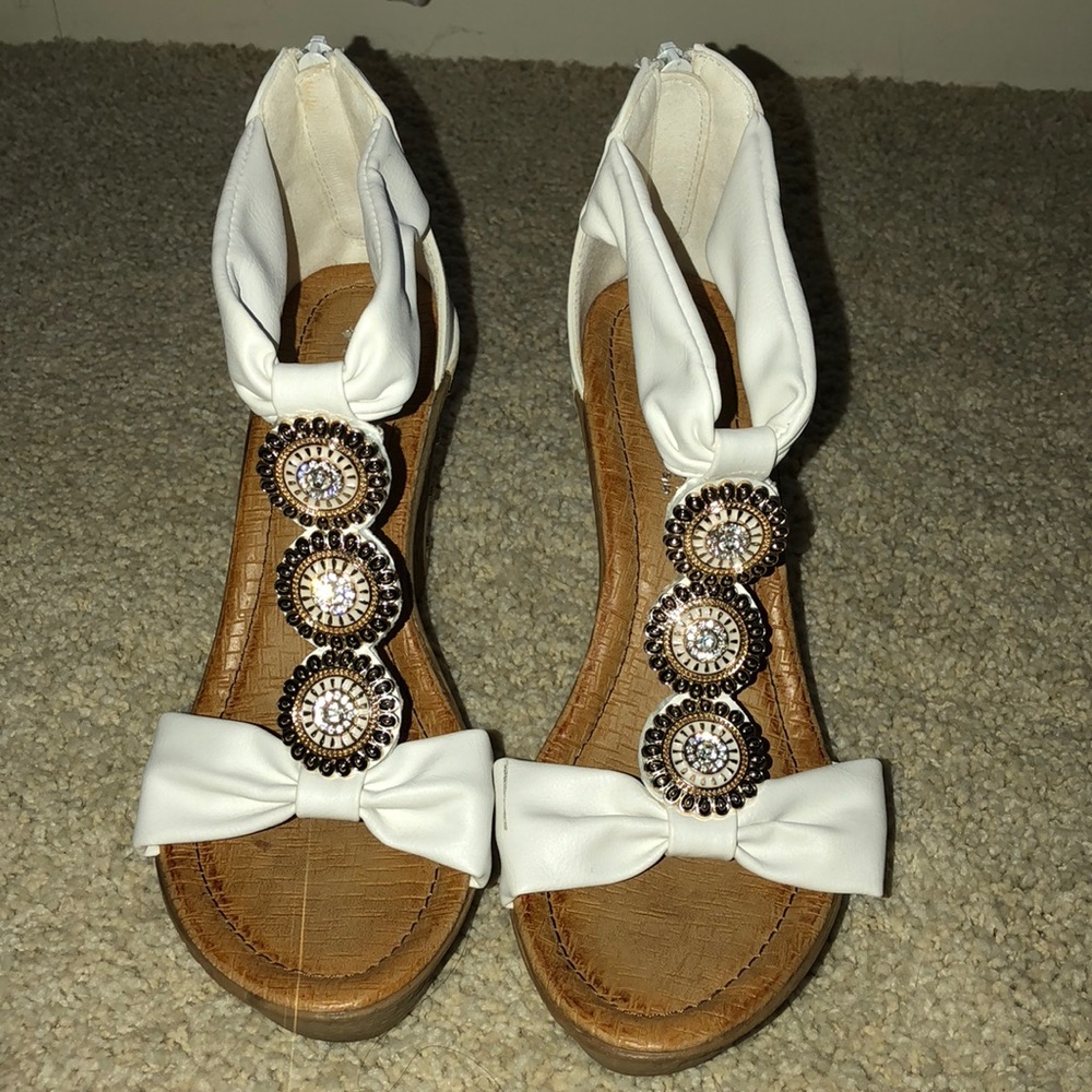 White wedge heels